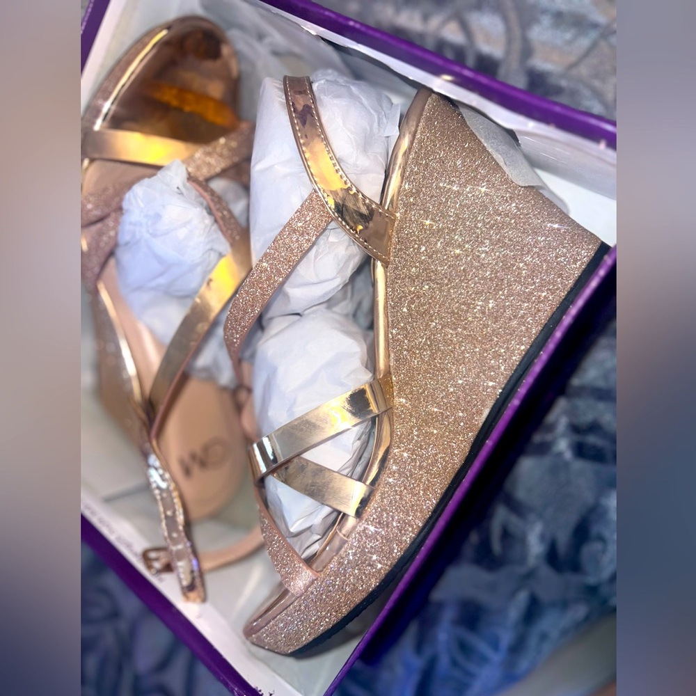 Rose Gold/ Pink wedge sandal sparkling